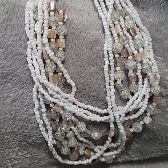 🔥White glass beaded necklace - Picture 2 of 8